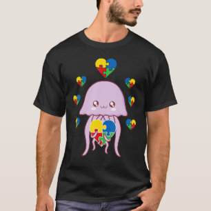 Jellyfish Heart Puzzle Piece Autism Awareness Boys T-Shirt