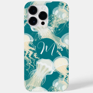 Jellyfish In Blue Ocean Summer Season Monogram Case-Mate iPhone 14 Pro Max Case