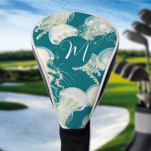 Jellyfish In Blue Ocean Summer Season Monogram Golf Head Cover