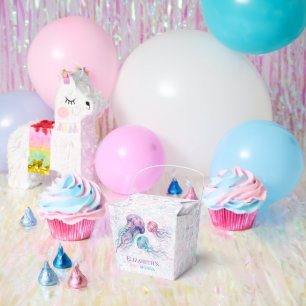 Jellyfish in Teal and Purple Girl Baby Shower Favour Box