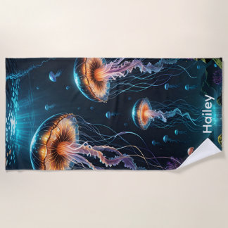 Jellyfish in the Sea Beach Towel