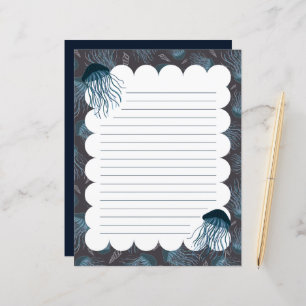 Jellyfish lined stationery paper