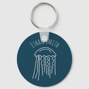 Jellyfish marine life aquatic modern key ring