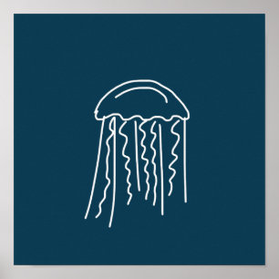 Jellyfish marine life aquatic modern poster