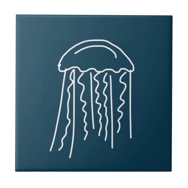 Jellyfish marine life aquatic modern tile (Front)