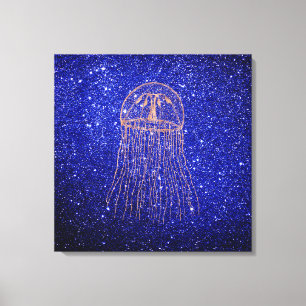 Jellyfish Marine Sea Ocean Life Pink Rose Gold Canvas Print