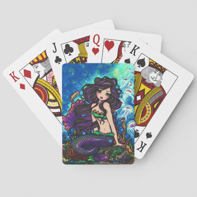 Jellyfish Mermaid Fantasy Marine Art Playing Cards (Back)