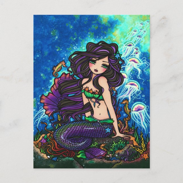 Jellyfish Mermaid Fantasy Marine Art Postcard (Front)