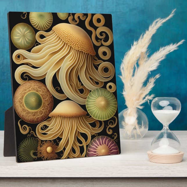 Jellyfish | Modern Haeckel Tabletop Art Plaque (Side)