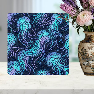Jellyfish Mosaic Teal Purple Iridescent Design Tile