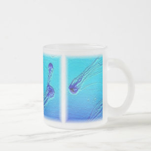 "jellyfish mug" by kasi jo frosted glass coffee mug