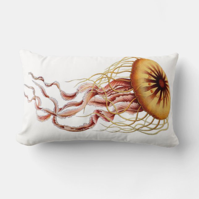 Jellyfish Nautical Beach Decorative Lumbar Pillow (Front)