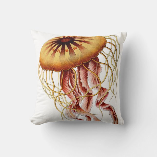 Jellyfish Nautical Beach Decorative Throw Pillow (Front)