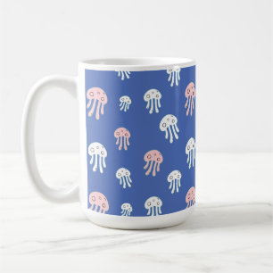 Jellyfish on Blue Background Coffee Mug