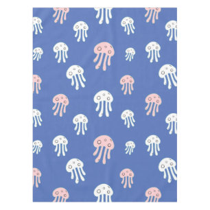 Jellyfish on Blue Background Tablecloth