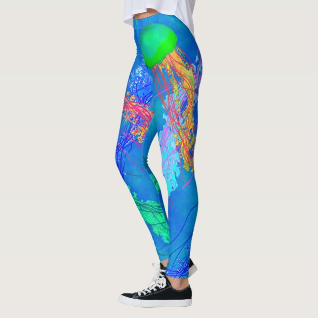 Jellyfish on Blue - Leggings (Left)