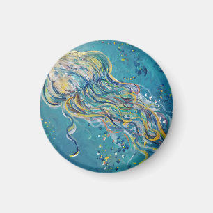 jellyfish on blue magnet