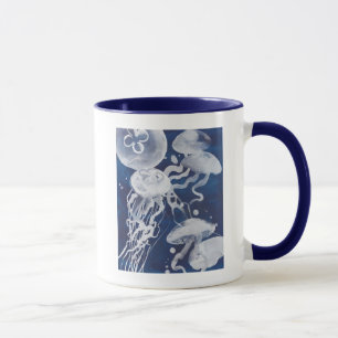 Jellyfish on Navy Background Mug
