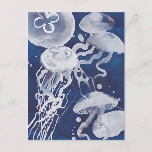 Jellyfish on Navy Background Postcard (Front)