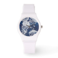 Jellyfish on Navy Background