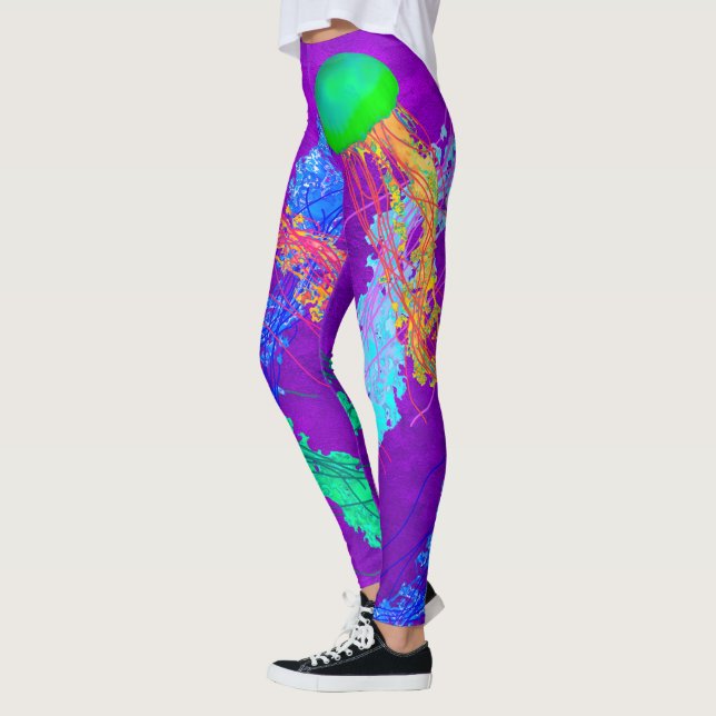 Jellyfish on Purple - Leggings (Left)