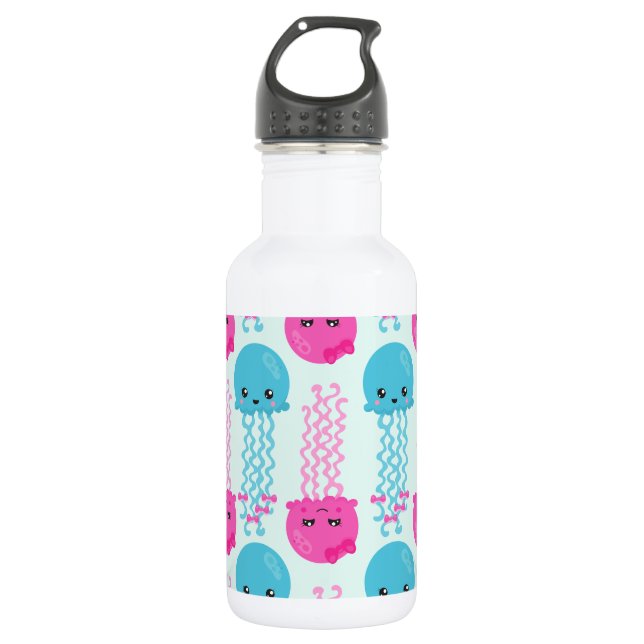 Jellyfish Pattern, Cute Jellyfish, Sea Animals 532 Ml Water Bottle (Front)