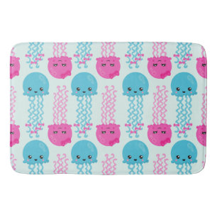 Jellyfish Pattern, Cute Jellyfish, Sea Animals Bath Mat