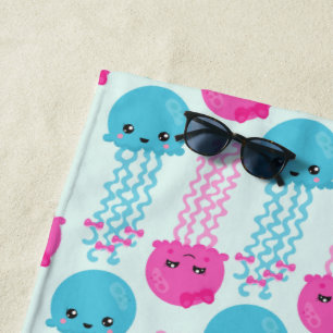 Jellyfish Pattern, Cute Jellyfish, Sea Animals Beach Towel