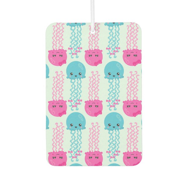 Jellyfish Pattern, Cute Jellyfish, Sea Animals Car Air Freshener (Front)