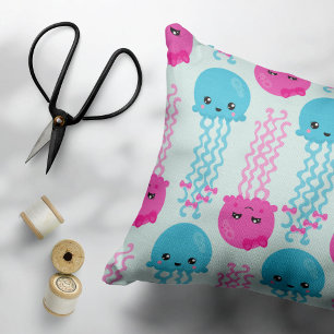Jellyfish Pattern, Cute Jellyfish, Sea Animals Decorative Cushion
