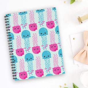 Jellyfish Pattern, Cute Jellyfish, Sea Animals Notebook