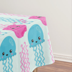 Jellyfish Pattern, Cute Jellyfish, Sea Animals Tablecloth