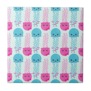Jellyfish Pattern, Cute Jellyfish, Sea Animals Tile