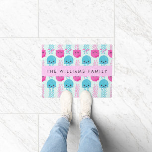 Jellyfish Pattern, Cute Jellyfish, Sea, Your Name Doormat