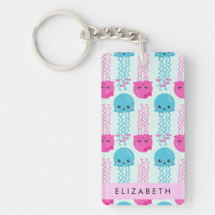 Jellyfish Pattern, Cute Jellyfish, Sea, Your Name Key Ring