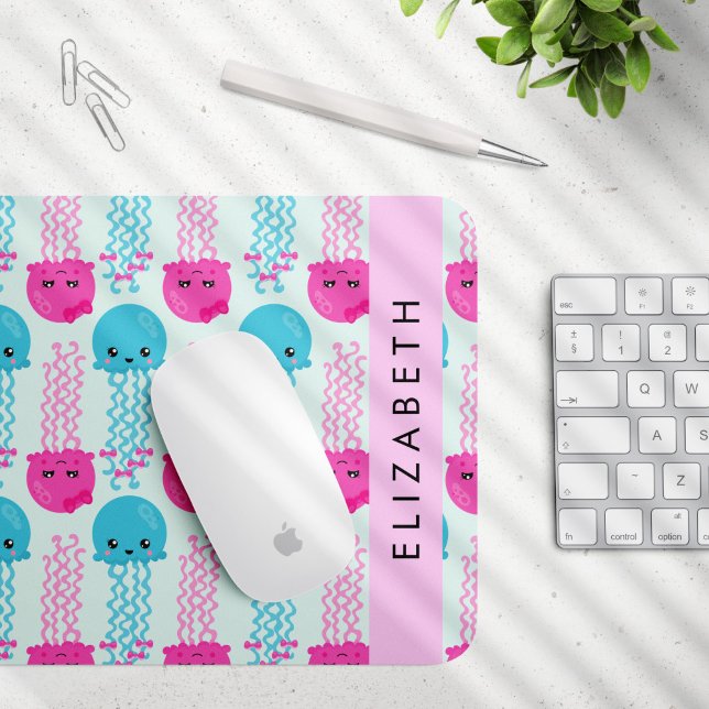 Jellyfish Pattern, Cute Jellyfish, Sea, Your Name Mouse Mat (Creator Uploaded)