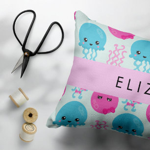 Jellyfish Pattern, Cute Jellyfish, Sea, Your Name Pillowcase