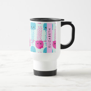 Jellyfish Pattern, Cute Jellyfish, Sea, Your Name Travel Mug