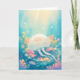 Jellyfish Resting on Coral Reef Card