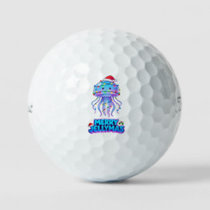 Jellyfish Santa Hat Christmas Light Merry Jellymas Golf Balls