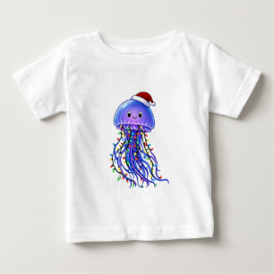 Jellyfish Santa Hat Christmas Lights Merry Jellyma Baby T-Shirt