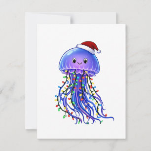 Jellyfish Santa Hat Christmas Lights Merry Jellyma Card