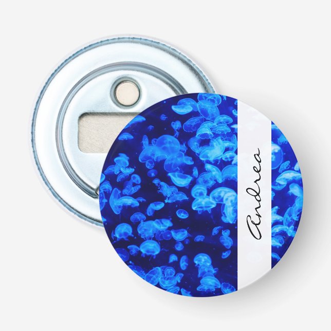 Jellyfish, Sea Animals, Sea Life, Your Name Bottle Opener (Front)