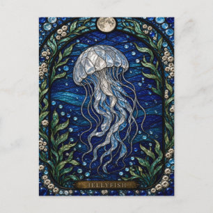 Jellyfish, Sea Bell Stained Glass Postcard