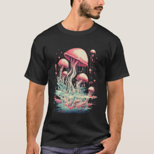 Jellyfish Shaped Dark Forest Cottagecore Mushroom T-Shirt