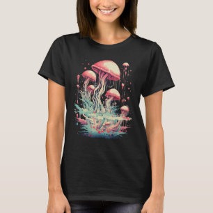 Jellyfish Shaped Dark Forest Cottagecore Mushroom T-Shirt