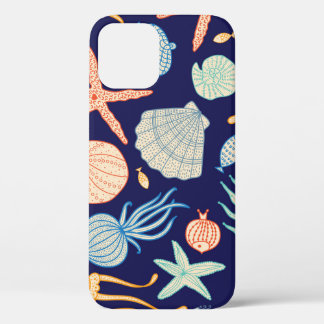 Jellyfish Shells Fish Algae Pattern iPhone 12 Case