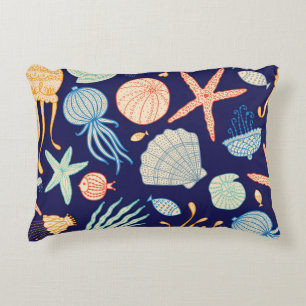 Jellyfish Shells Fish Algae Pattern Decorative Cushion