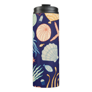 Jellyfish Shells Fish Algae Pattern Thermal Tumbler