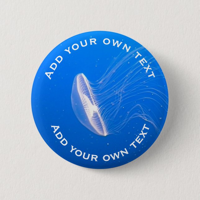 Jellyfish Tentacles Bright Blue Sea Custom Text 6 Cm Round Badge (Front)